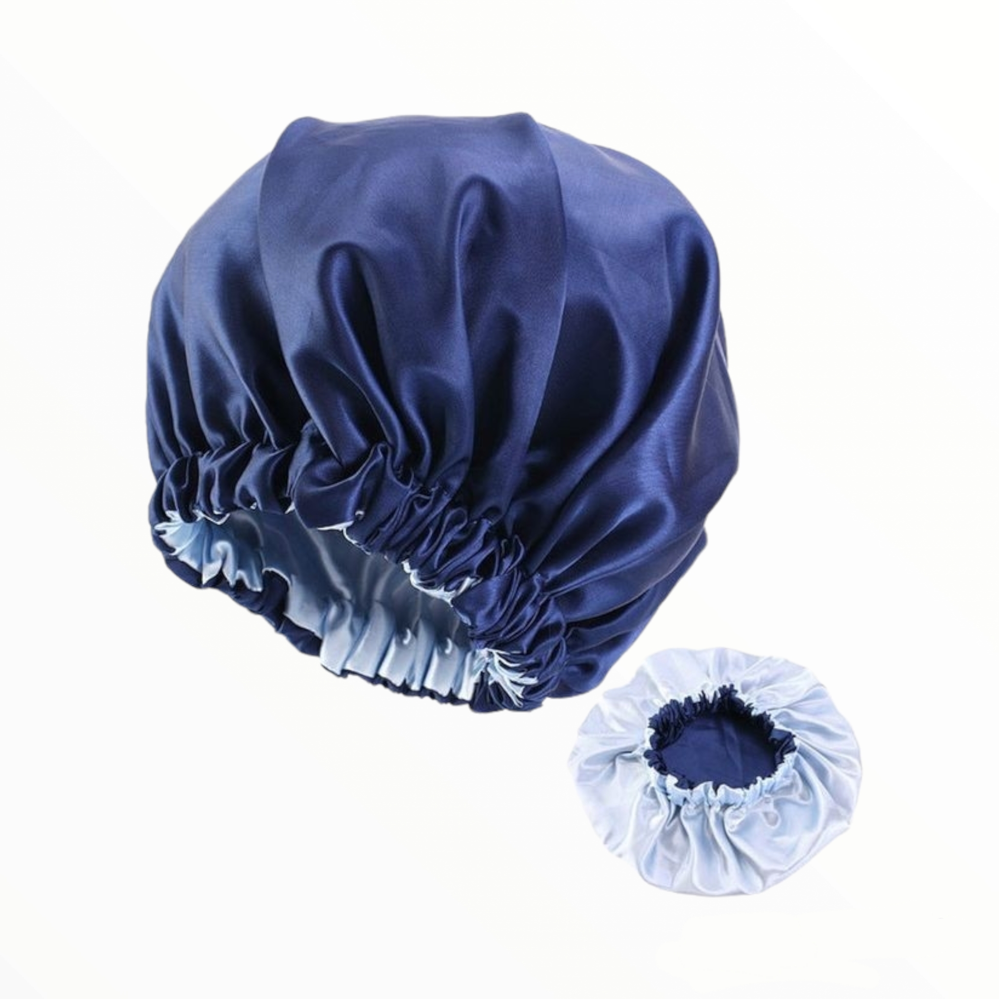 Satijnen Slaap Bonnet – Navy Blauwe Slaapkap voor Haarverzorging