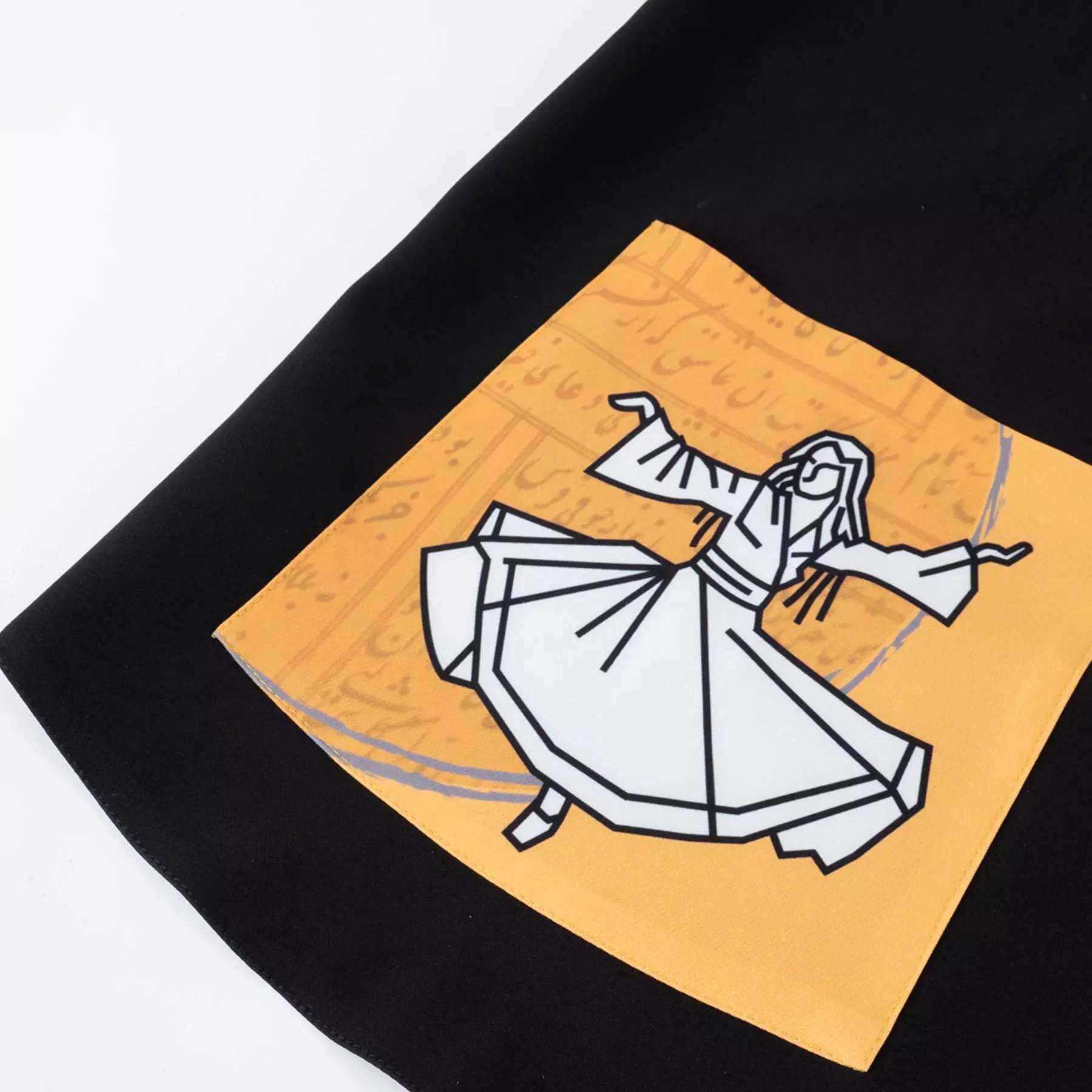 Dames Jurk & Sjaal Set – Kalligrafie Ontwerp – Zwart
