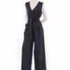 Mouwloze Jumpsuit met Riem – Tanaz Navy Blauw