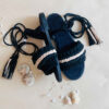 Slingback Macramé Sandalen – Navy Blauw Boho Design