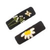 Snap Haarclip Set – Rechthoekig Zwart met Bloemen