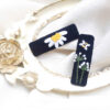 Snap Haarclip Set – Rechthoekig Zwart met Bloemen