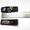 Snap Haarclip Set – Rechthoekig Zwart met Bloemen