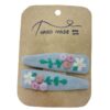Snap Haarspeld Set – Lichtblauw Linnen met Bloemen