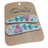Snap Haarspeld Set – Lichtblauw Linnen met Bloemen