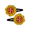 Snap Haarclip Set – Handgeborduurd Geel Bloem Design