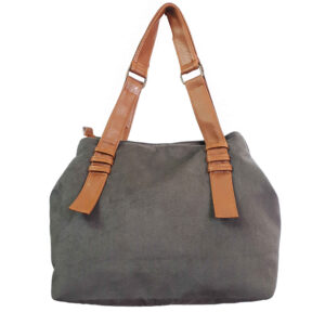 Shopper Handtas Rozhand – Grijs met Leren Handvatten