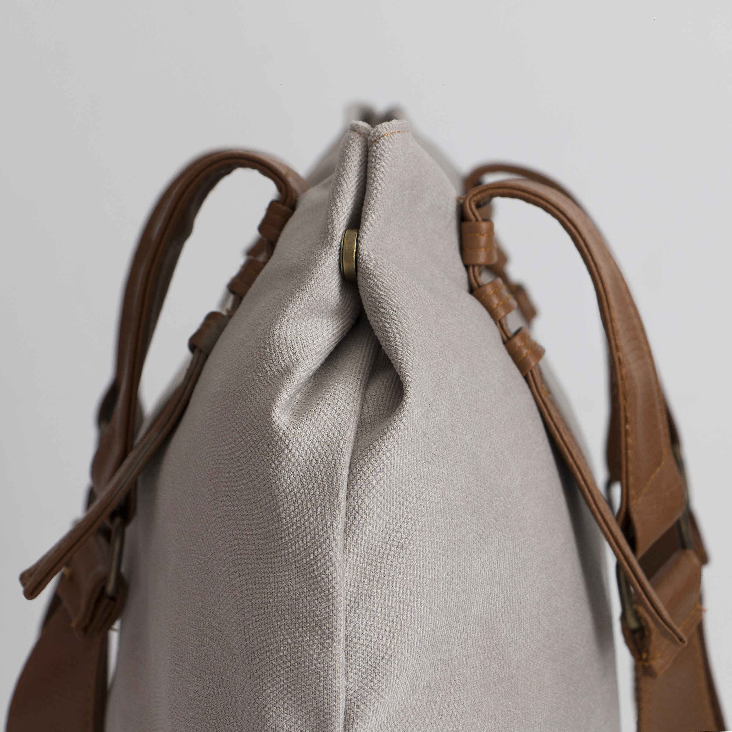 Shopper Handtas Rozhand – Grijs met Leren Handvatten