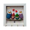 Decoratieve & Handgemaakte Wand Sleutelhouder met Uilen Familie Ontwerp en Steen Kunst