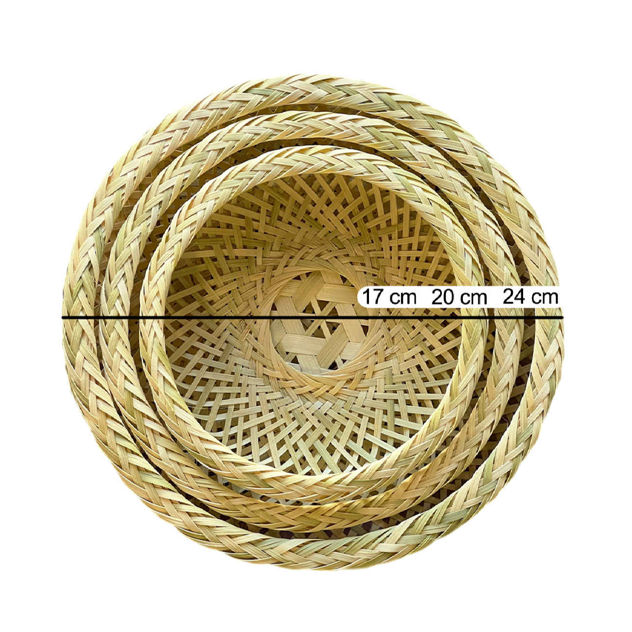Gevlochten Bamboe Mand Handgeweven Model Cirkel Set van 3