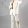 Dames Manto & Broek Set met Palmboom Borduurwerk