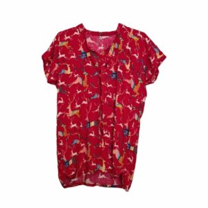 Dames Katoenen T-shirt met Korte Mouwen met Hert Ontwerp