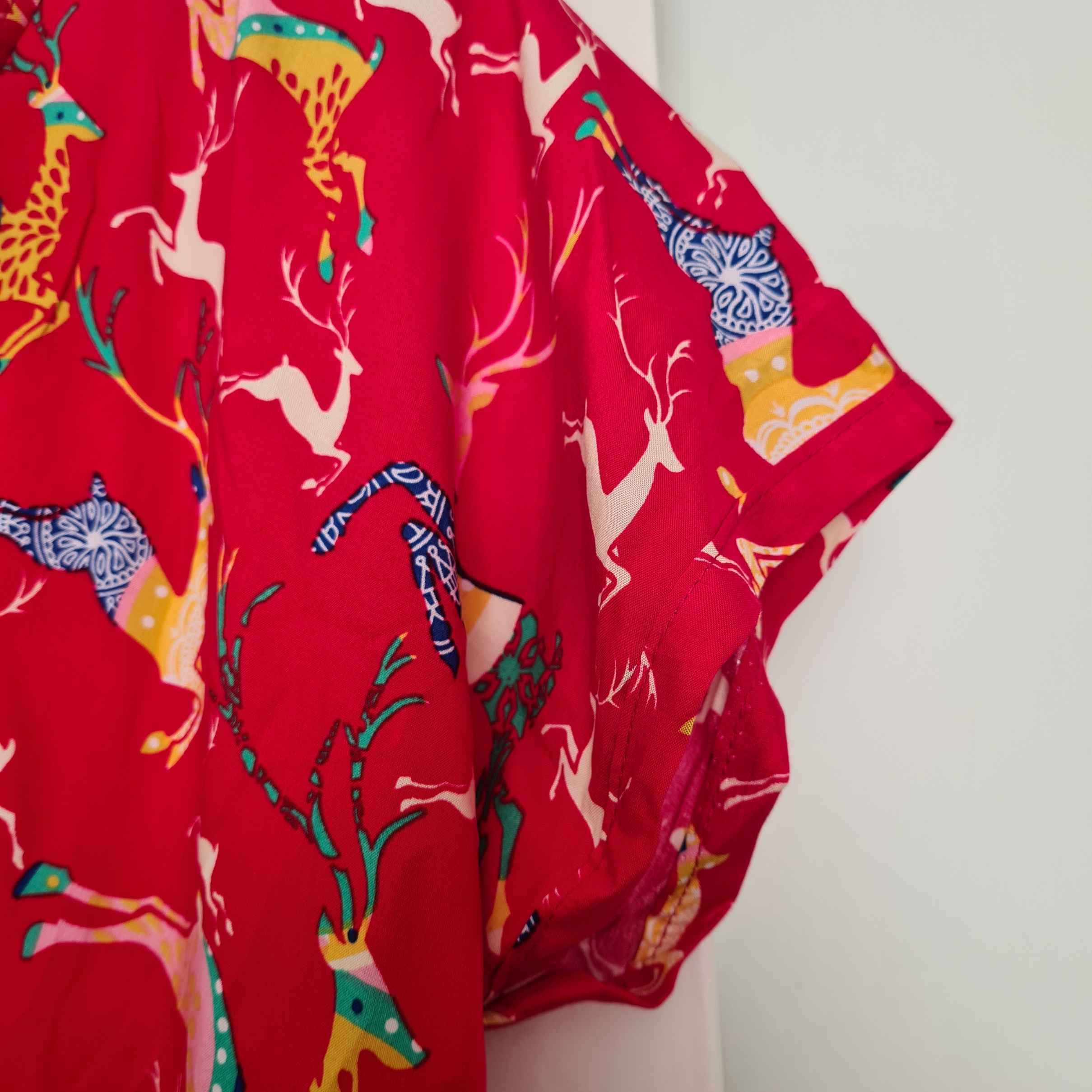 Dames Katoenen T-shirt met Korte Mouwen met Hert Ontwerp