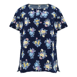 Dames Katoenen T-shirt met Korte Mouwen met Bloemontwerp