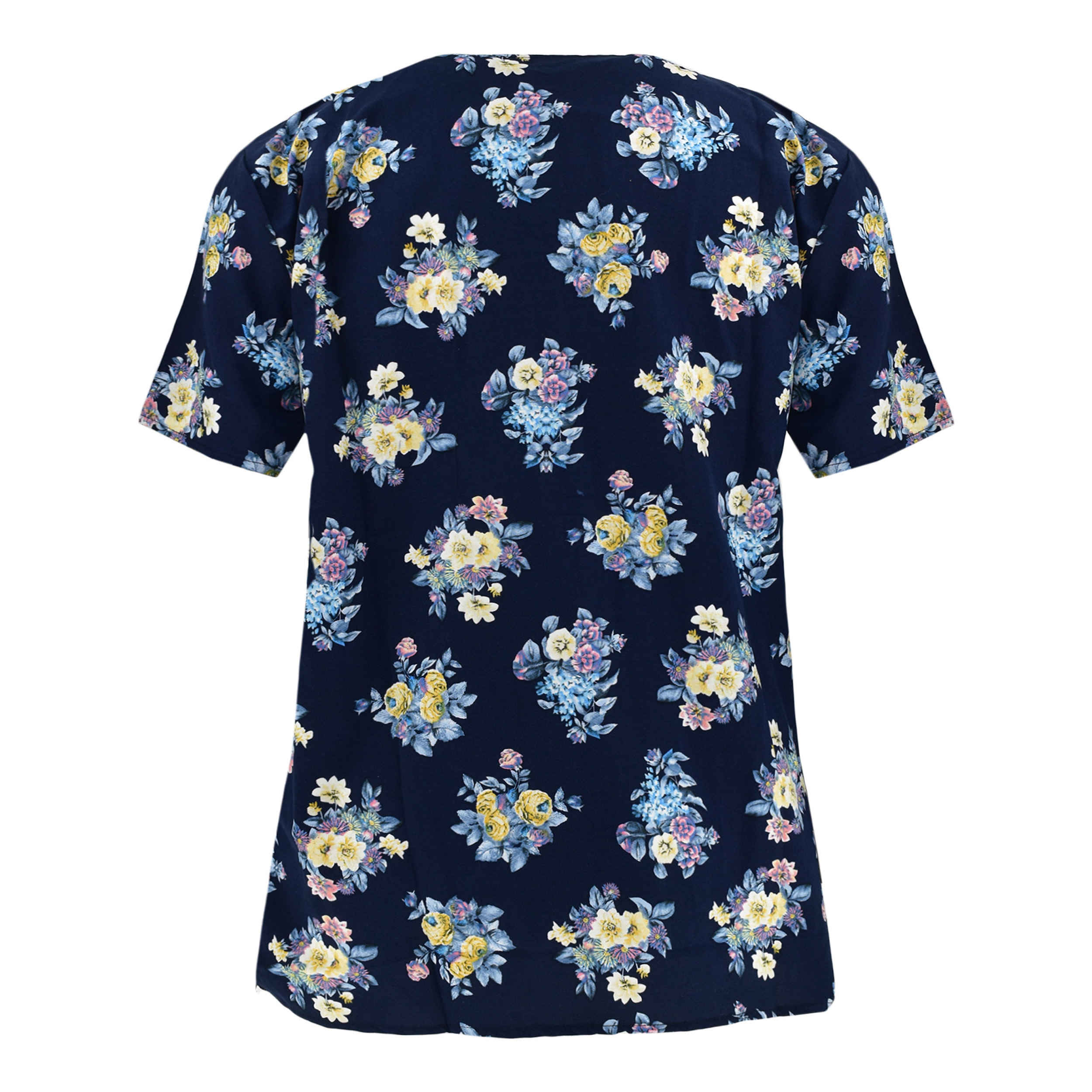 Dames Katoenen T-shirt met Korte Mouwen met Bloemontwerp