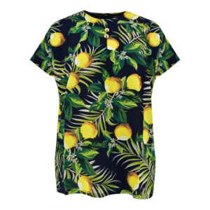 Dames Katoenen T-shirt met Korte Mouwen met Citroenontwerp