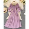 Zomer Maxi Jurk Puffy – Roze Pasvorm