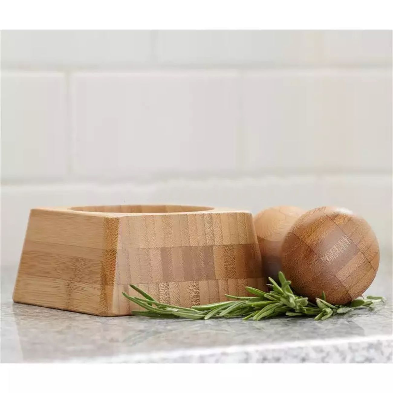 Houten Bamboe Vijzel & Stamper Set Handgemaakt voor de Keuken