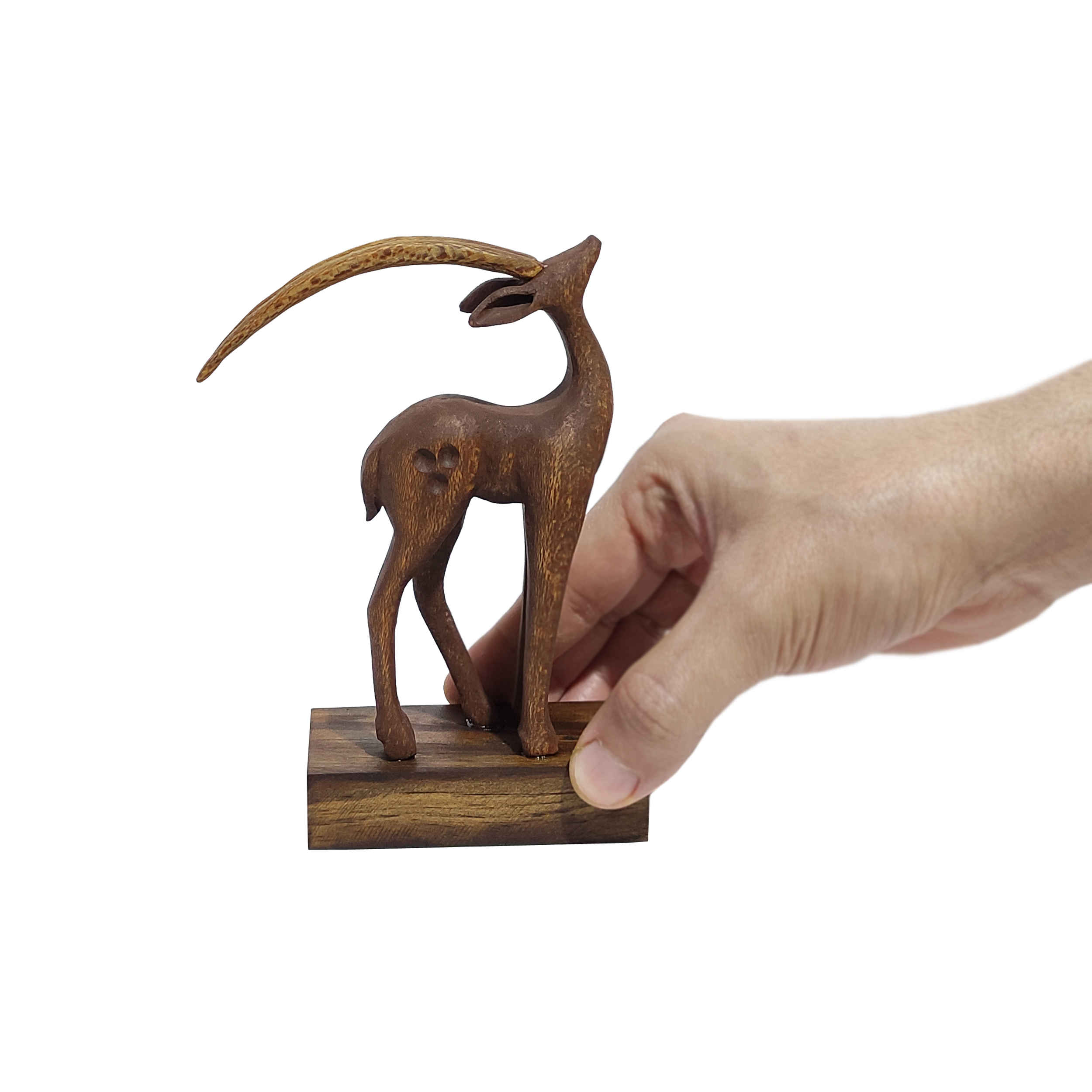 Houten Gazelle Beeldje – Handgemaakt Dierenkunstwerk