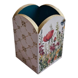 Houten Make-up Borstelhouder met Bloemmotief
