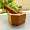 Houten Vijzel & Stamper Set voor Kruiden en Specerijen Model Wereld