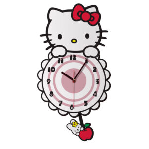 Houten Kinderkamer Wandklok met Hello Kitty Ontwerp