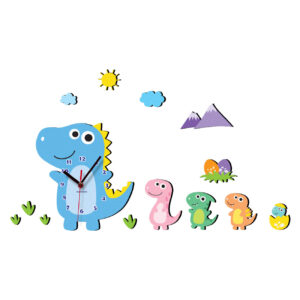 Houten Wandklok voor Kinderkamer Model Dino