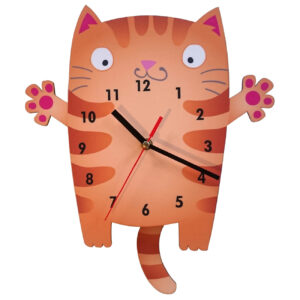 Houten Wandklok voor Kinderkamer met Kat Ontwerp