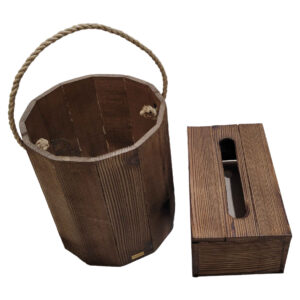 Houten Afvalmand & Tissue Box Set – Linda