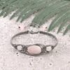 Boheemse Geborduurde Macramé Armband – Rozenkwarts