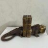 Iguana boekensteun – Unieke bronzen sculptuur