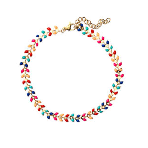 Enkelband Ketting met Veelkleurig Emaille Blad Ontwerp