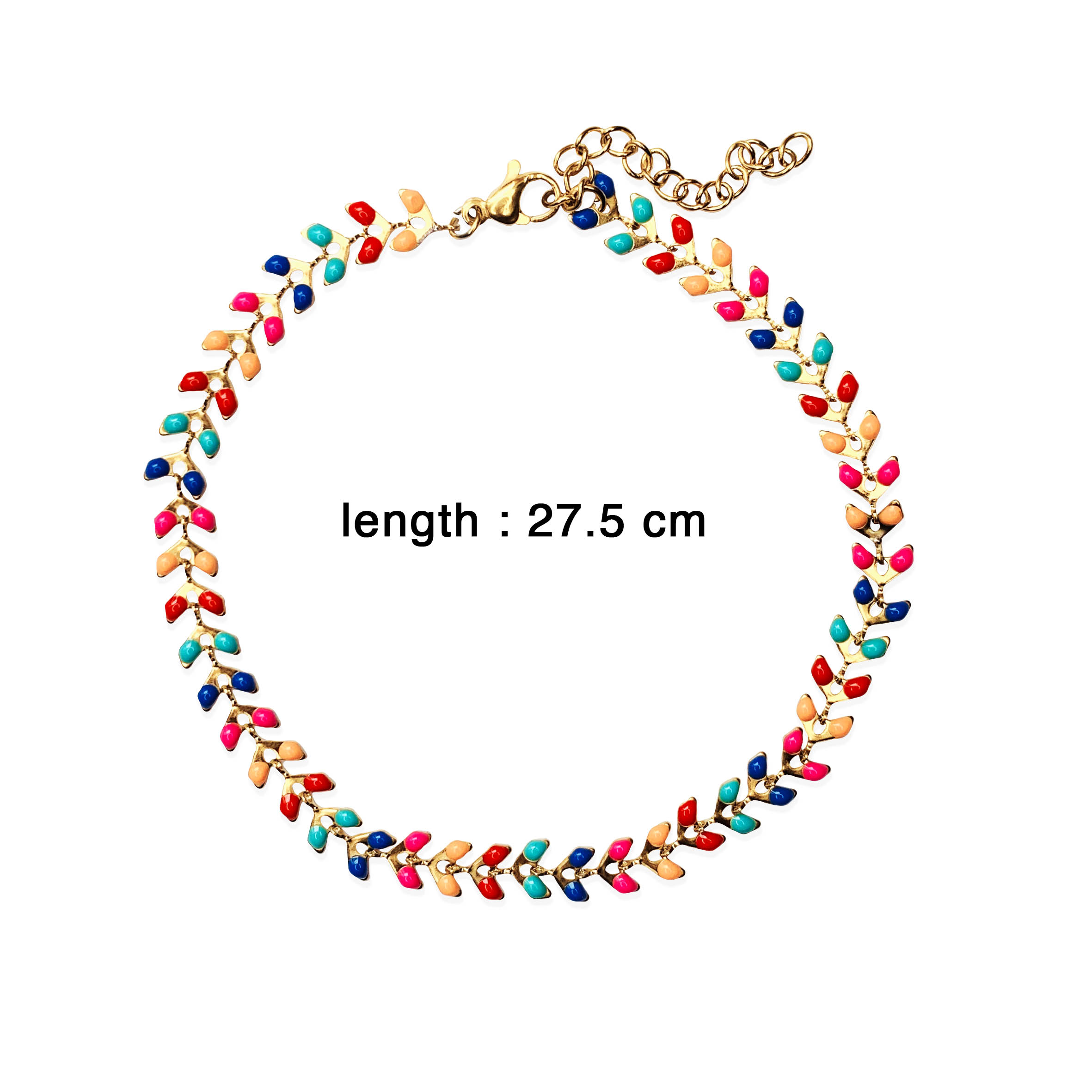 Enkelband Ketting met Veelkleurig Emaille Blad Ontwerp