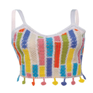 Gehaakte Crop Top voor Vrouwen Handgeweven Model Regenboog
