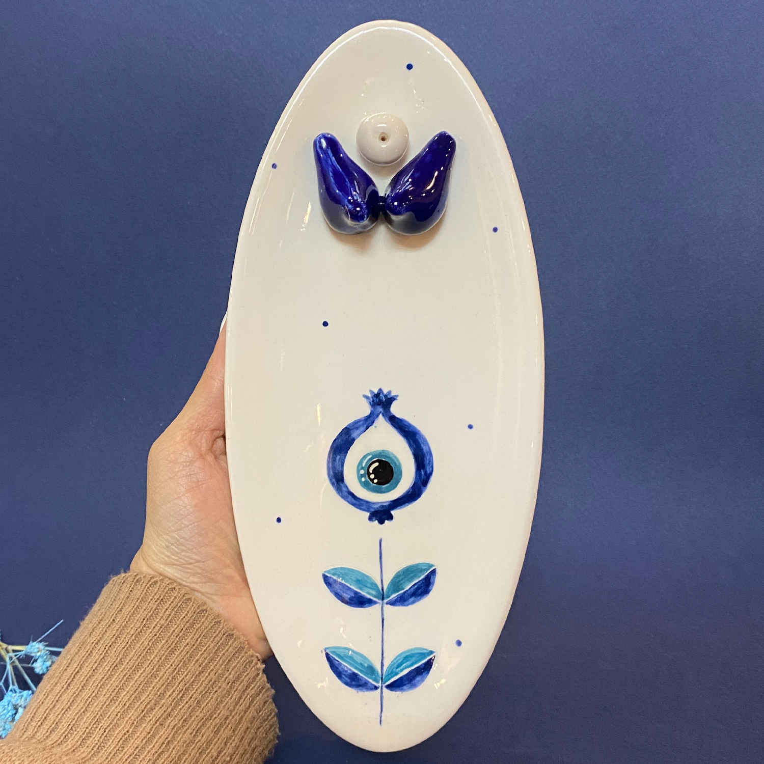 Decoratieve Keramische Wierookhouder met Boze Oog Ontwerp Handgemaakt