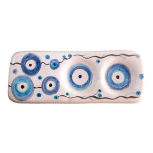 Decoratieve Keramische Kandelaar met Boze Oog Ontwerp Handgemaakt
