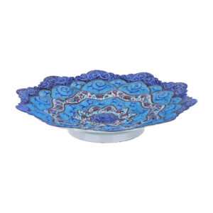 Decoratieve Koperen Plaat met Perzische Minakari Geschilderde Emaille voor Tafeldecoratie
