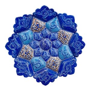 Decoratief Koperen Bord met Perzisch Minakari Emailwerk