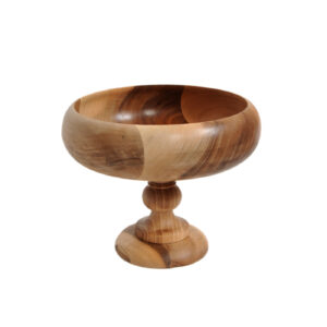 Decoratieve Houten Kom met Voet Natuurlijk Handgemaakt