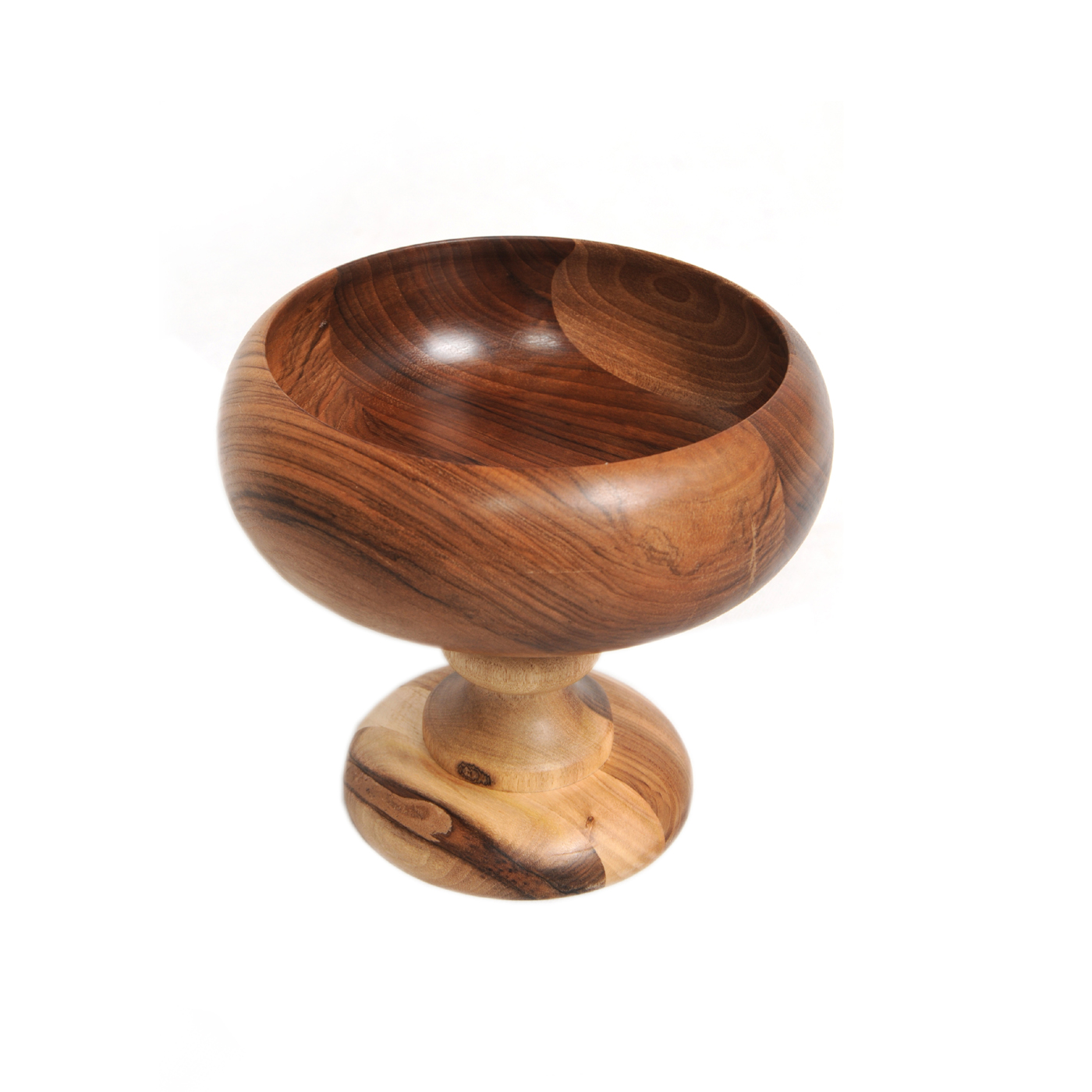 Decoratieve Houten Kom met Voet Natuurlijk Handgemaakt