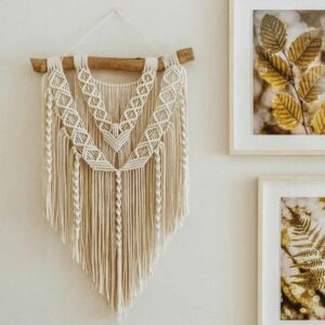Decoratieve Macramé Wandtapijt Kunst Model Geometrisch