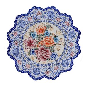 Decoratief Perzisch Minakari Bord Geëmailleerd op Koper met Bloemen