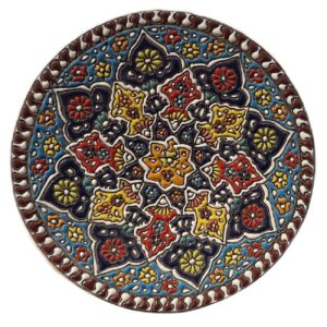 Decoratief Aardewerk Bord in Perzisch Minakari Handgemaakt Wandkunst Emailwerk