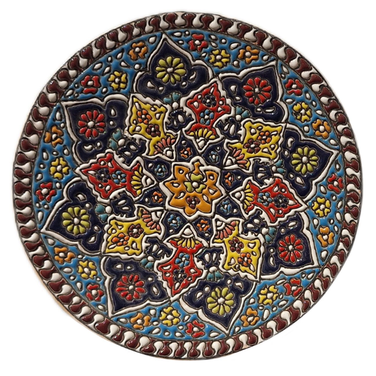 Decoratief Aardewerk Bord in Perzisch Minakari Handgemaakt Wandkunst Emailwerk