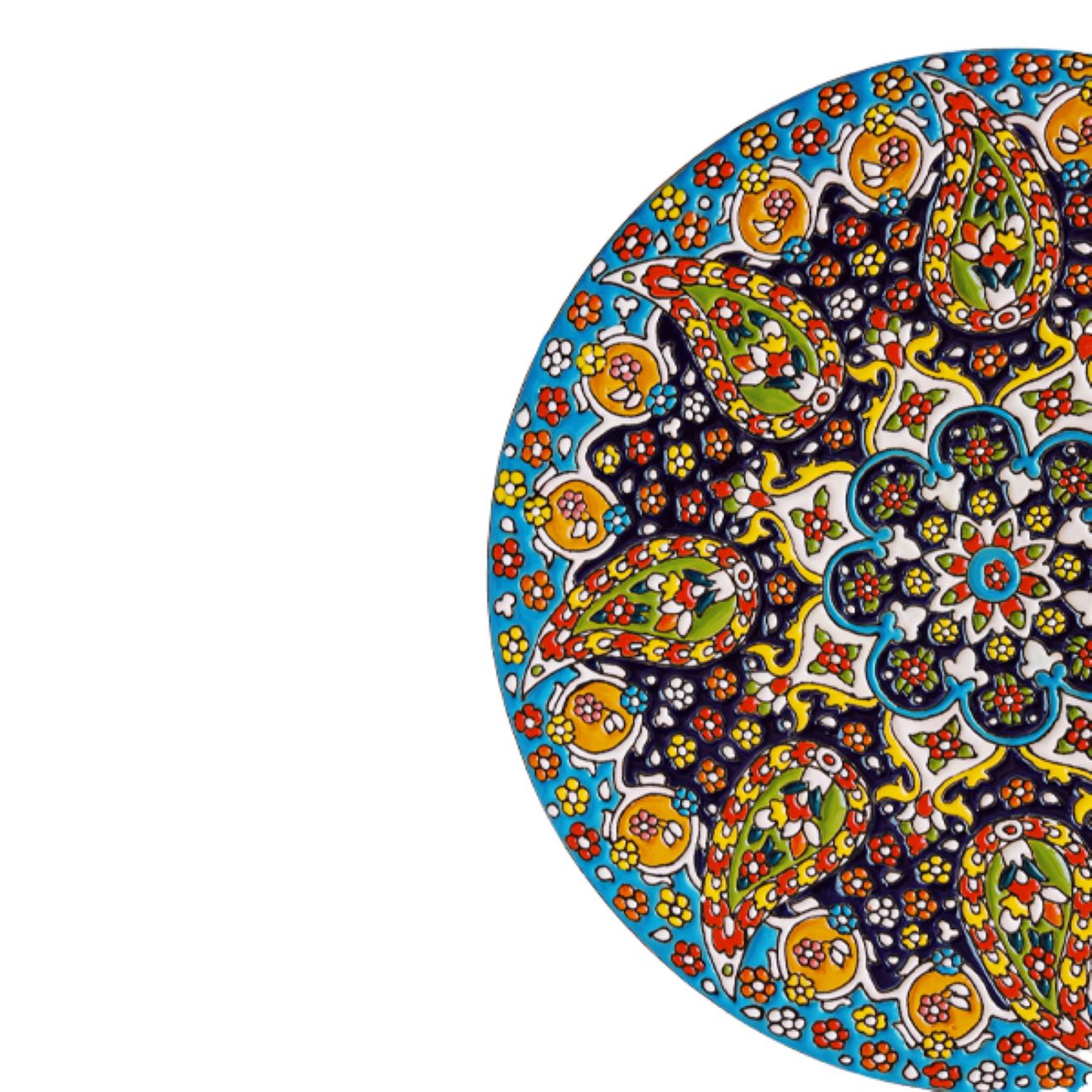 Decoratief Aardewerk Bord In Perzische Minakari Handgemaakt Wandkunst Bloem Paisley