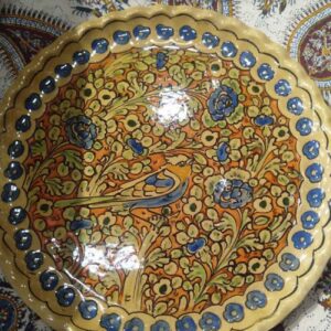 Decoratieve Keramische Dienblad in Vogels & Bloemen Ontwerp Handgemaakt & Handgeschilderd