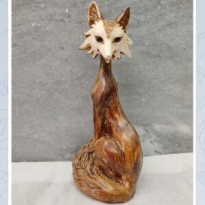 Decoratief Zittende Vos Beeldje – Artistieke Dierensculptuur