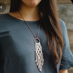 Geborduurde Macramé Ketting – Bohemien Cream