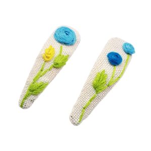 Geborduurde Snap Haarclip – Model Slak Blauw