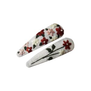 Geborduurde Snap Haarclip – Spring Bloom Wit